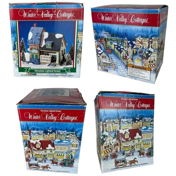 Vintage Christmas Village Florist Porcelain Winter Valley Cottage Lighted House - Picture 13 of 16